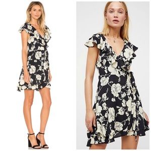 FREE PEOPLE French Quarter Floral Mini Wrap Dress